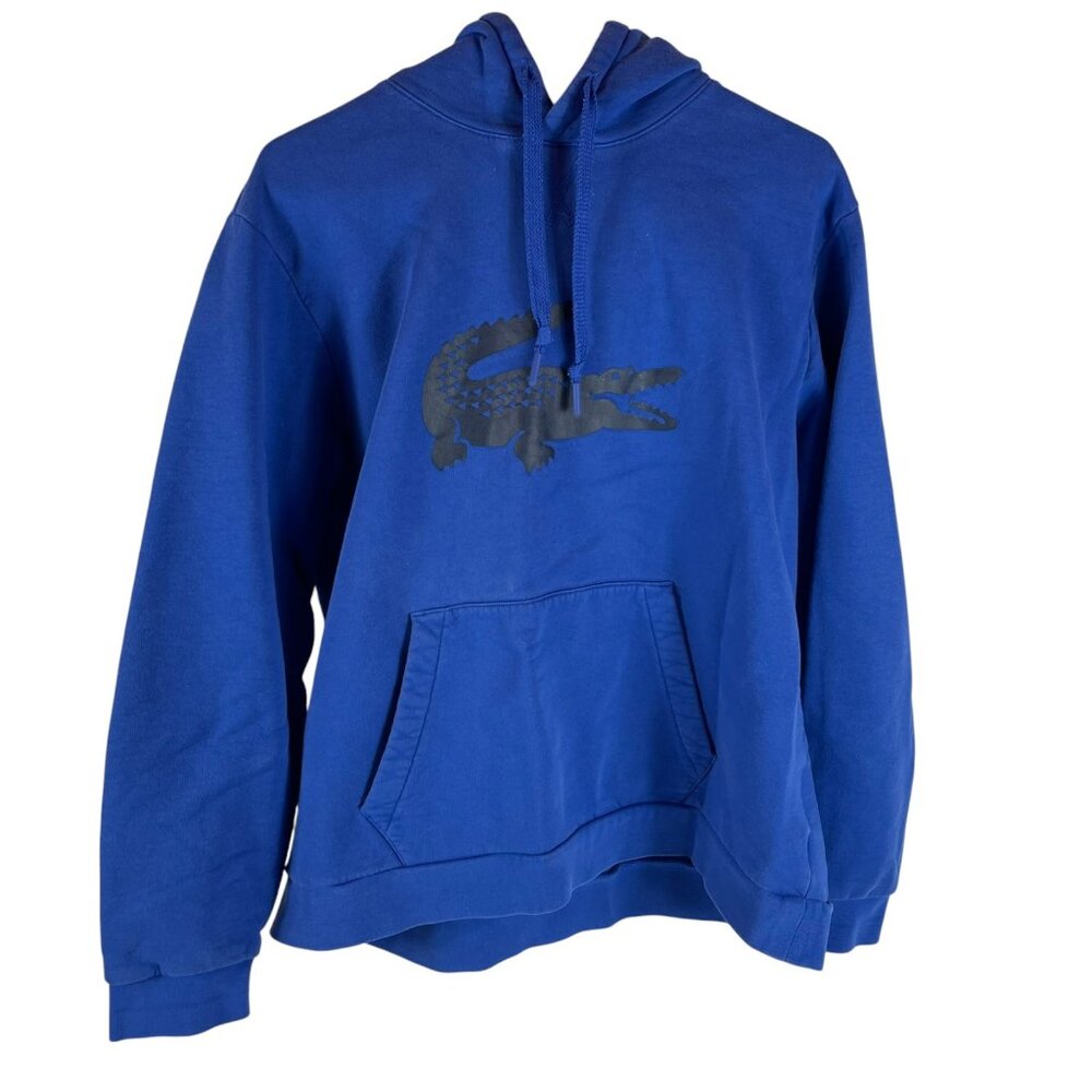 Lacoste Sport Hoodie Jacket‎ Mens 2XL Blue Gator Graphic Pockets Long Sleeve